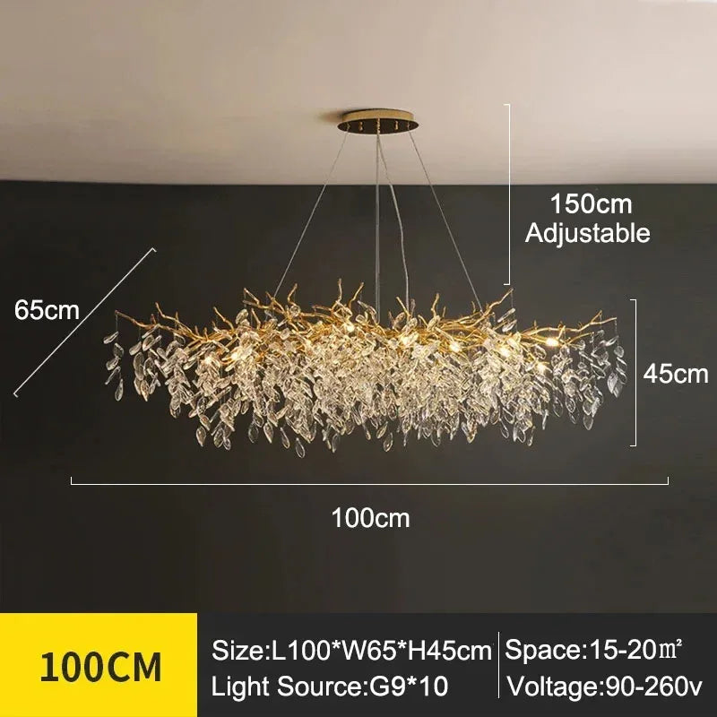 Aurelia luxe kristallen kroonluchter - Elegant ontwerp met takken en bladeren