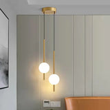 Moderne gouden hanglamp met bolvormige kap | Minimalistische LED plafondlamp