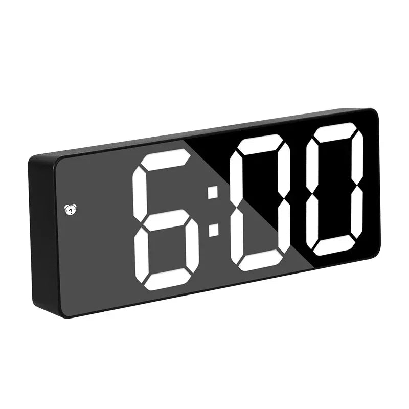 Moderne Elektronische Spiegelwekker met LED-display, Alarmfunctie en Temperatuurweergave – Stijlvol Digitale Klok voor Slaapkamer en Kantoor