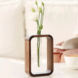 Houten Hydroponische Glazen Vaas – Elegante & Duurzame Plantenvaas voor Hydroponisch Tuinieren