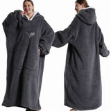 CozyHaven XXL Kapuzendecke | Zachte Sherpa Draagbare Deken met Mouwen & Zak | 140 cm | Unisex Winter Knuffeldeken