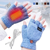 ThermoLoom USB Verwarmde Handschoenen | 3 Warmtestanden | Zacht Breimateriaal | Unisex One Size