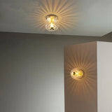 Elegante glazen plafondlamp met kristallen design
