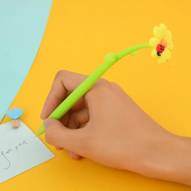 3x buigzame gelpennen in bloemenvorm | Pennen | Kawaii schrijfgerei voor kinderen of als prijsjes