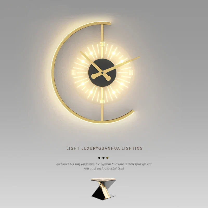 Moderne Gouden Verlichte Klok - Elysium