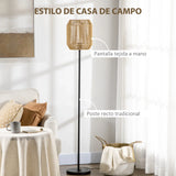 Moderne Staande Vloerlamp – Handgeweven Papieren Lampenkap – E27 Fitting – 164 cm – Voor Woonkamer & Slaapkamer