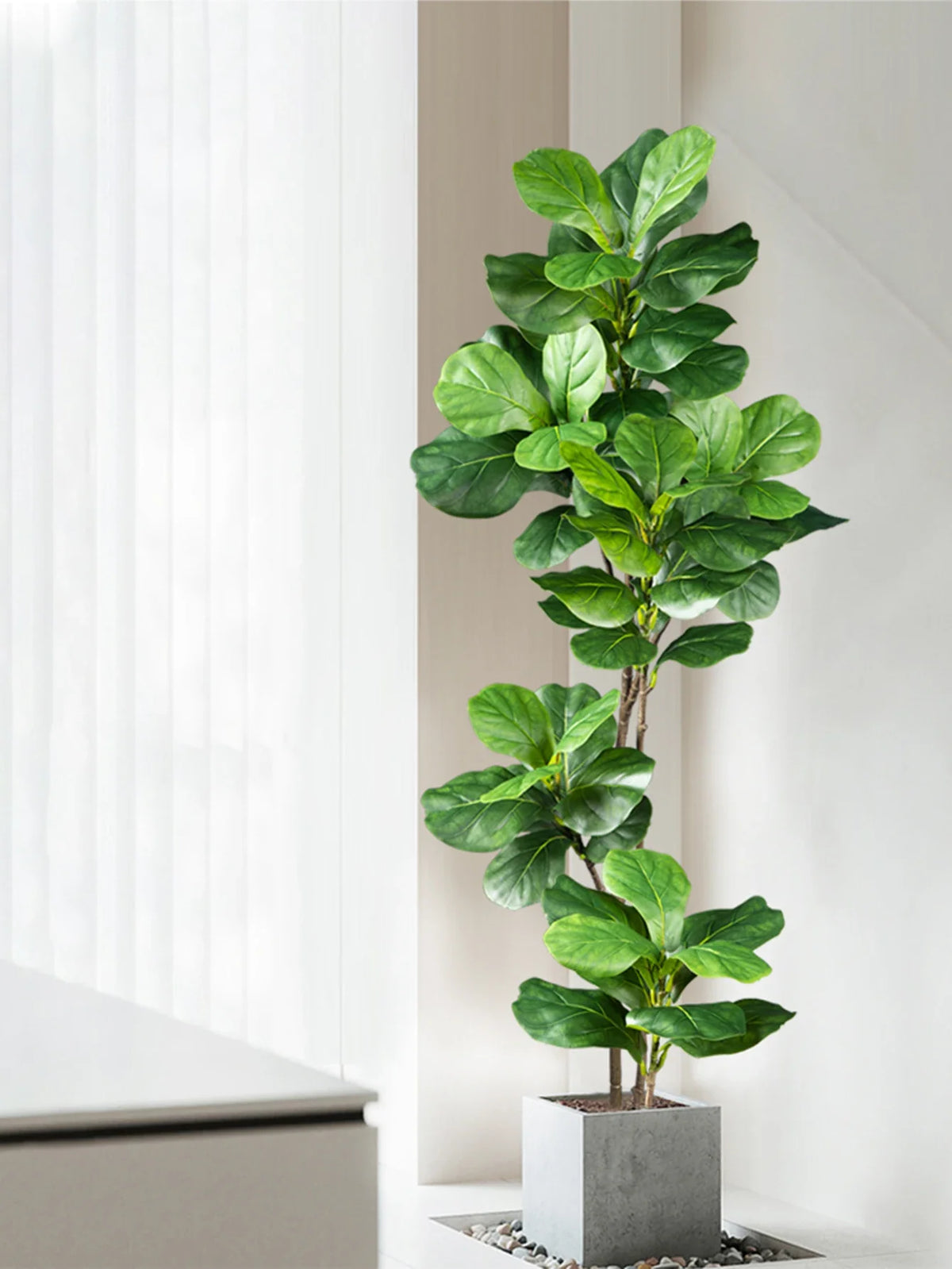 70–135cm Kunst Ficusboom | Rubberplant Met Fiddle Leaves | Nepplant Voor Binnen & Buiten