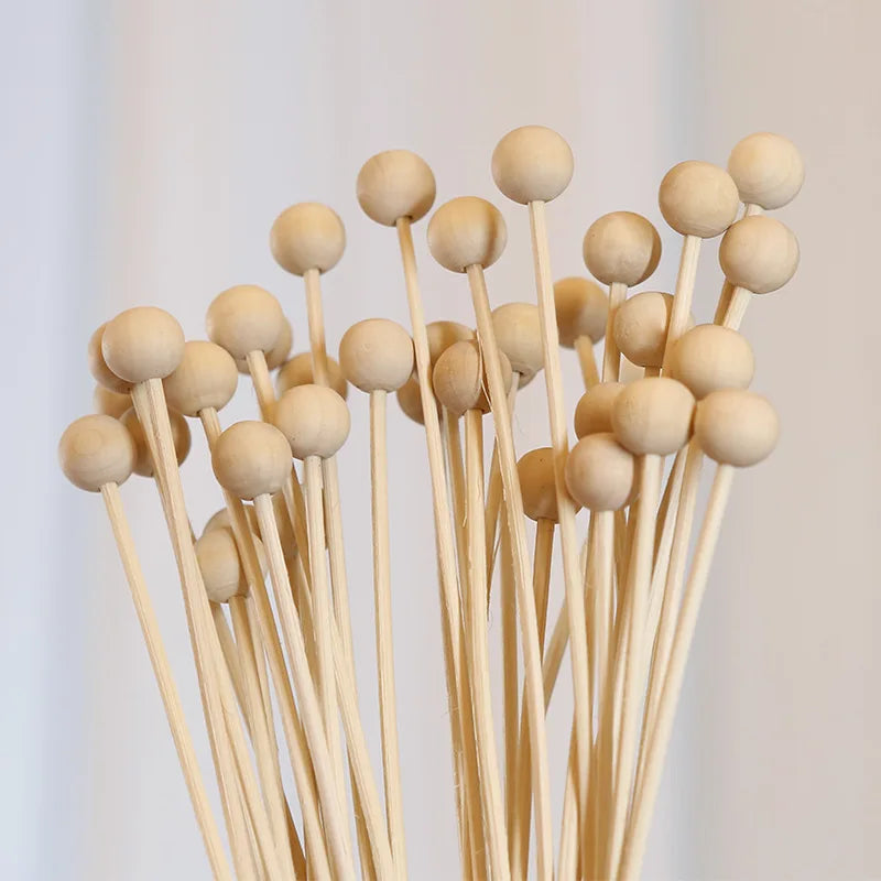 10x Houten Geurballen Met Rattan Stokjes | Geurstokjes Set | Aroma Diffuser Accessoires DIY
