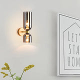 Elegante wandlamp met rookglas en gouden afwerking – dubbele lichtbron