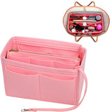 TassenLuxe Organizer Inlay | Vilt inzet met rits | 15 vakken & sleutelhanger | Voor handtassen & shoppers