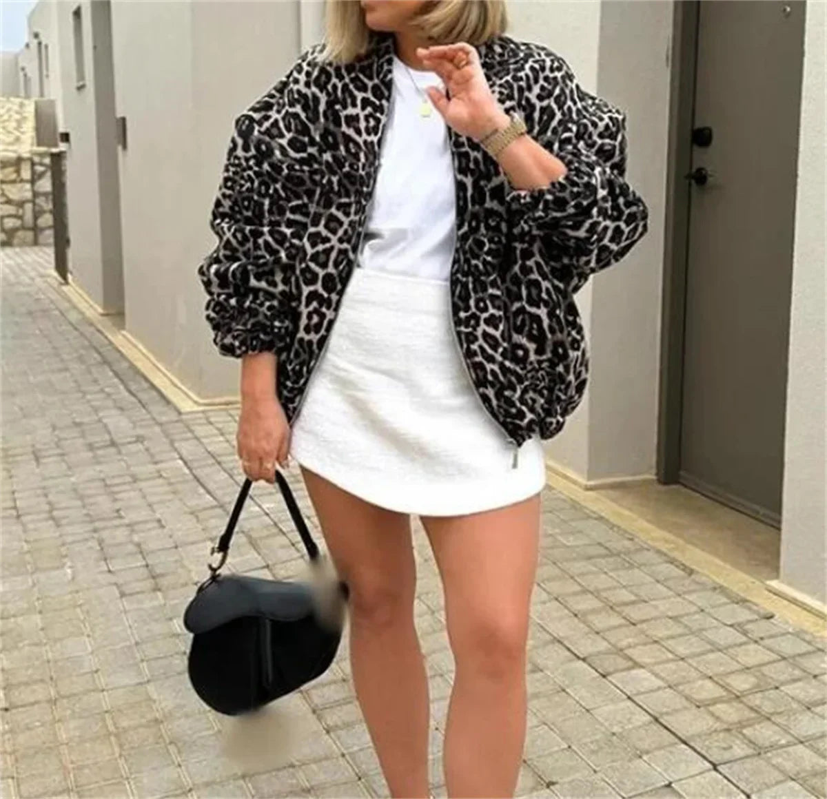 Leo | Bomber Jas Met Luipaard Print
