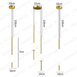 Moderne gouden hanglamp met bolvormige kap | Minimalistische LED plafondlamp
