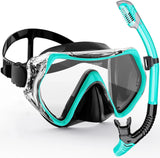 AquaVision Snorkelmasker Set voor Volwassenen | Antivog & Schokbestendig | Siliconen Rand & Droge Snorkel | 180° Gezichtsveld