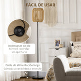Moderne Staande Vloerlamp – Handgeweven Papieren Lampenkap – E27 Fitting – 164 cm – Voor Woonkamer & Slaapkamer