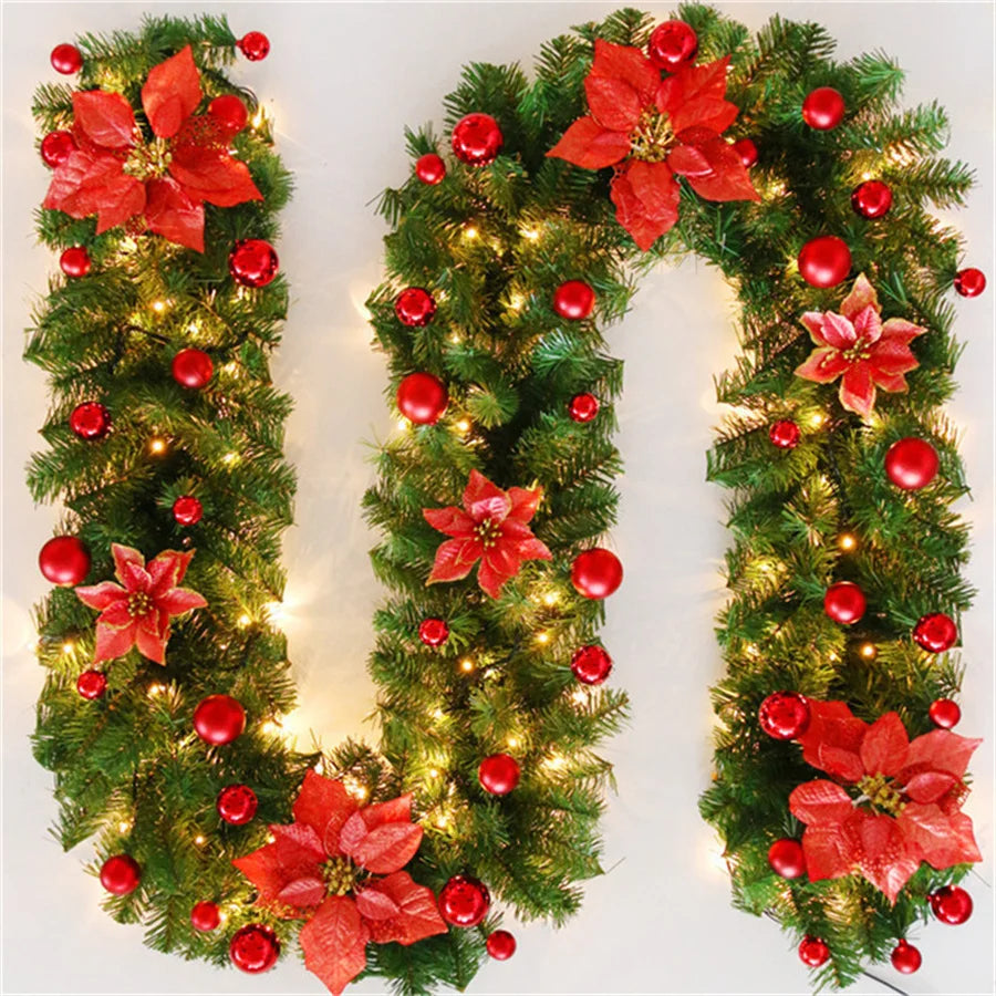 Luminarae | Kerstguirlande 2,7 m | Met LED-verlichting & dennen takken | Voor haard, trapleuning & deurdecoratie | 5 Kleuren