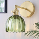 Retro wandlamp in de vorm van een tulp – wandlamp met glazen kap en gouden afwerking