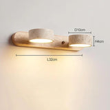 Moderne LED wandlamp met draaibare kappen van steen en een houten basis