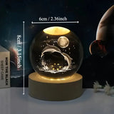 Mariluna Kristallen Bol Dolfijn | 3D-Lasergravure & LED-Basis | Maan- & Zee Motief
