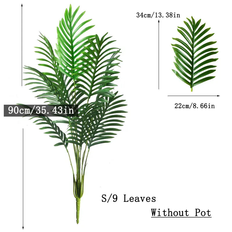 Grote Kunstmatige Palmboom Tropische Nep Planten Groene Plastic Palmbladeren 90-120cm