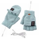 ThermoLoom USB Verwarmde Handschoenen | 3 Warmtestanden | Zacht Breimateriaal | Unisex One Size