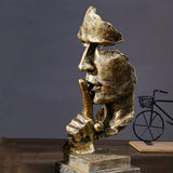 SerenitySculpt | Retro & Creatieve Stille Man Standbeeld