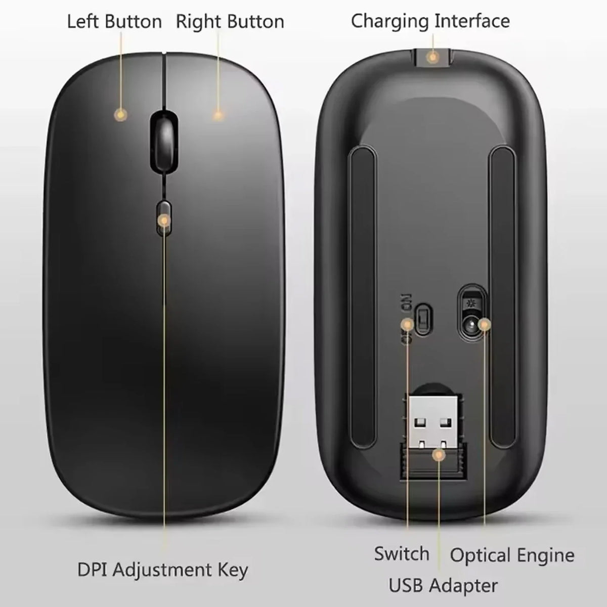 ClickPro Draadloze Gaming Muis Oplaadbaar Ergonomisch Stil Design | Gaming Muis | Draadloze Muis voor Laptop, PC, iPad & Tablets