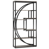 Oakford Industrieel Boekenrek 5-Laags 70.8 Inch Hoog | Boekenrek | Vintage Grijs Boekenkast met 8 Open Opslagvakken