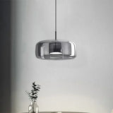 Glazen LED hanglamp in moderne stijl - minimalistische kap en gouden afwerking