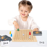 Leer spel Houten bord voor vermenigvuldiging 1–10 met kaarten & dobbelstenen