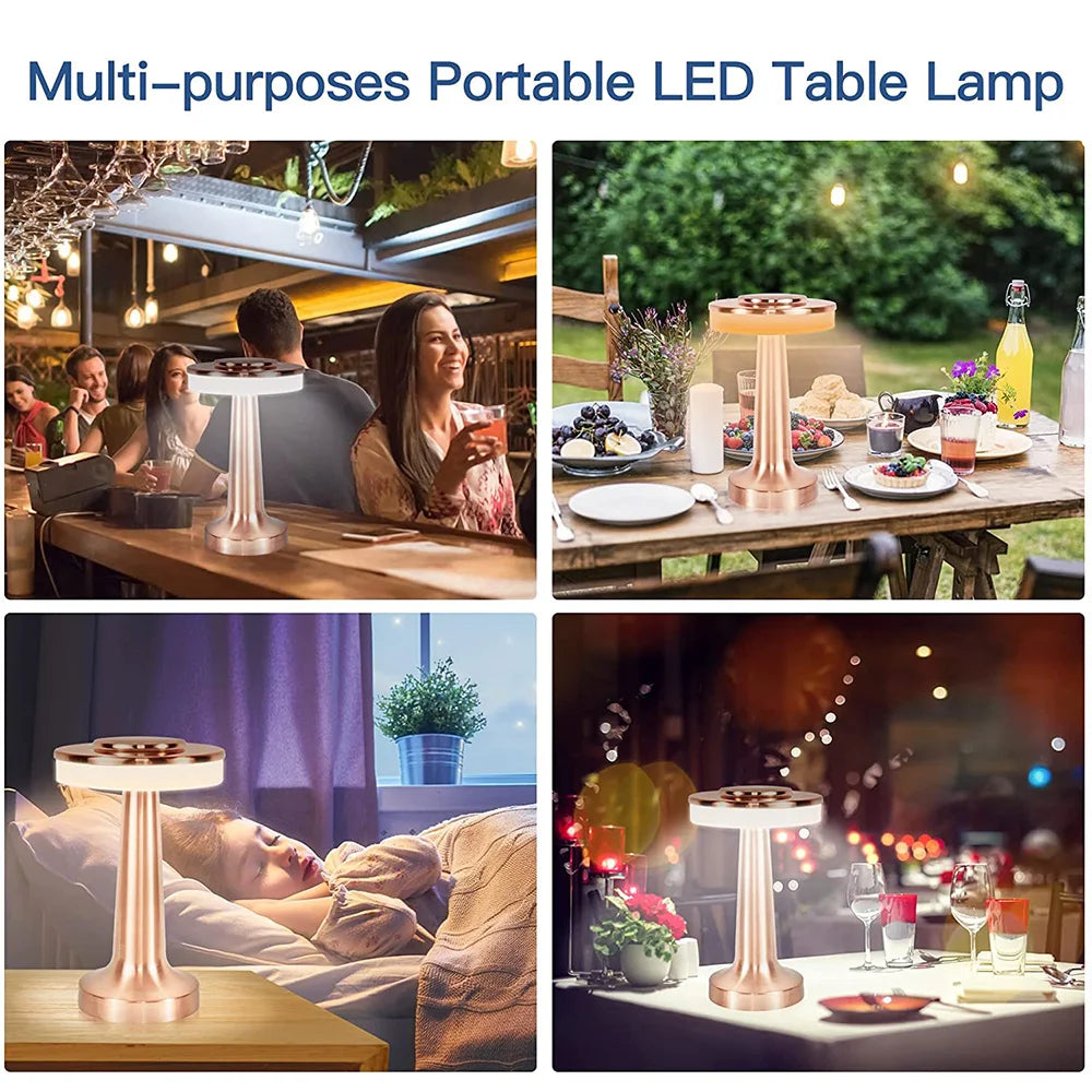 Klassieke Draadloze Draagbare LED Tafellamp – LumiCrest