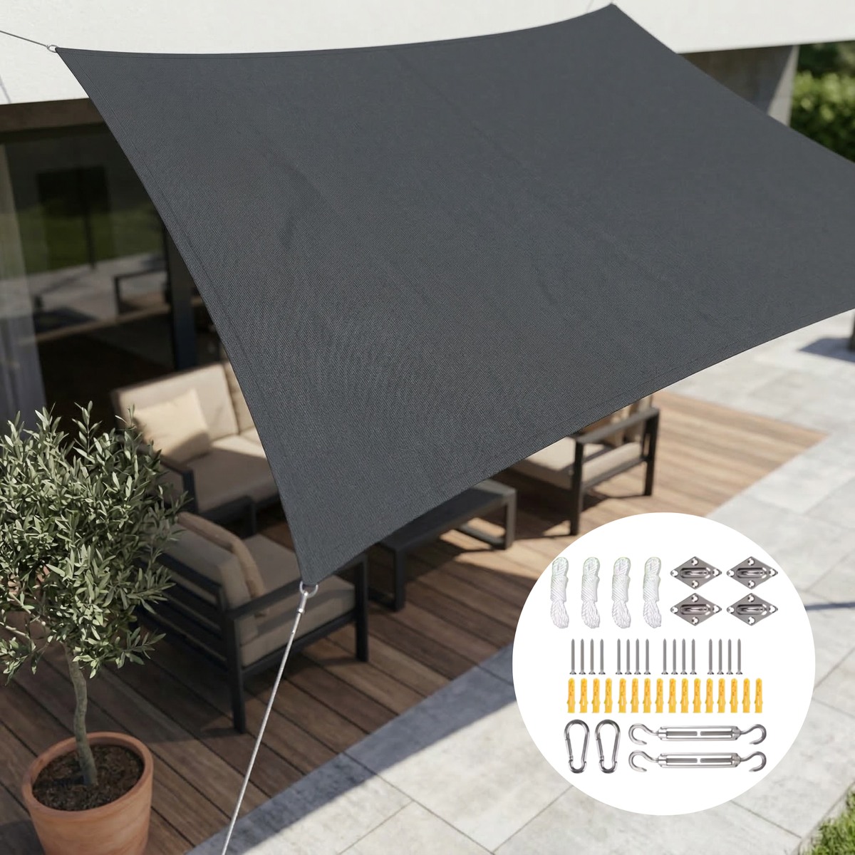 Rechthoekig Zonnescherm Waterdicht | Waterafstotende Buitentextiel | UV-Bescherming | SkyCover
