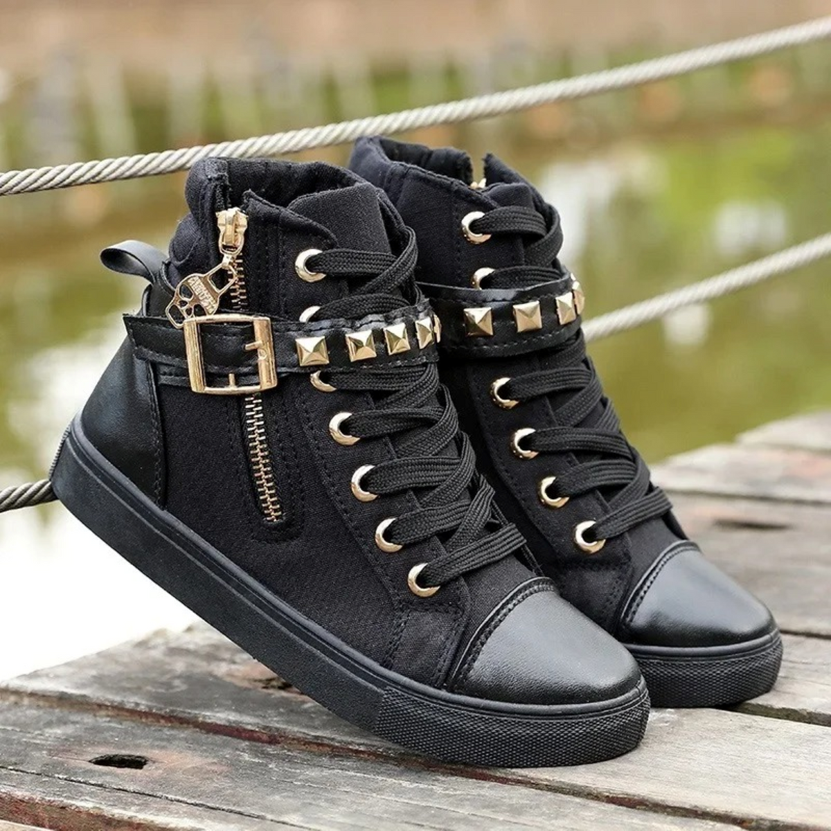 Witte Hoge Leren Sneakers met Rits voor Dames – Ava