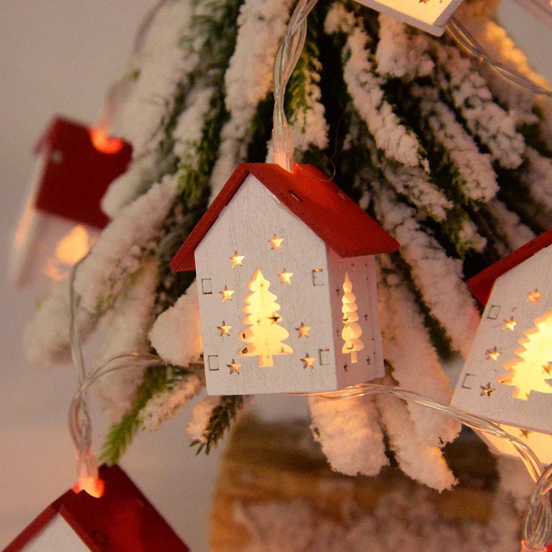 GLIMMERGABLE – Houten LED-huislamp met warmwit licht voor feestelijke accenten