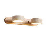 Travertine Duo Wandlamp – Elegante Natuurlijke Steen & Houten LED Wandlamp