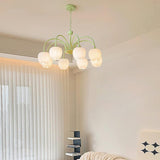 Tulip Matcha Kroonluchter – Elegante Bloem geïnspireerde Verlichting met Zachte Sfeer