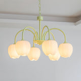 Tulip Matcha Kroonluchter – Elegante Bloem geïnspireerde Verlichting met Zachte Sfeer