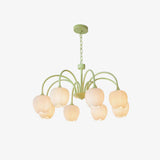 Tulip Matcha Kroonluchter – Elegante Bloem geïnspireerde Verlichting met Zachte Sfeer