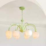 Tulip Matcha Kroonluchter – Elegante Bloem geïnspireerde Verlichting met Zachte Sfeer