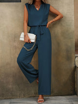Tweedelige Set – Mouwloze V-hals Top & Wijde Broek
