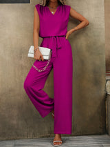 Tweedelige Set – Mouwloze V-hals Top & Wijde Broek