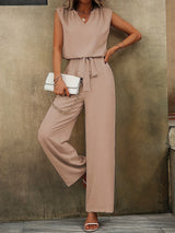 Tweedelige Set – Mouwloze V-hals Top & Wijde Broek