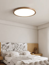 Ultrathin Ronde LED Plafondlamp – Walnoot-effect Acryl voor Zachte, Even Illumination