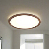 Ultrathin Ronde LED Plafondlamp – Walnoot-effect Acryl voor Zachte, Even Illumination