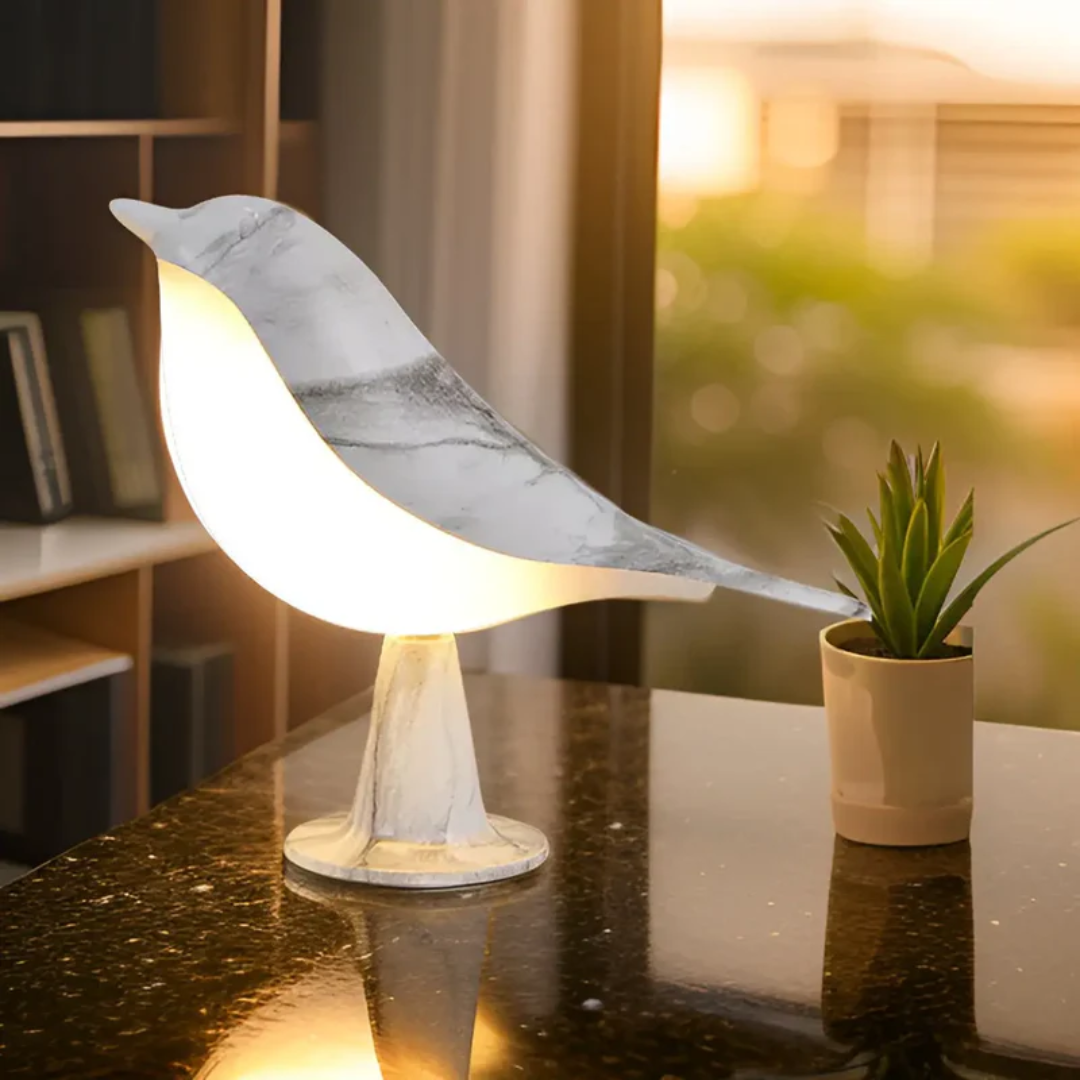 Stijlvolle LED-Vogellampe met Touch-bediening en Aromatherapie - FeatherGlow