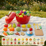 Educatieve Snijset met Voedsel, Fruit en Groenten – Perfect voor Vroeg Leren en Rollenspel