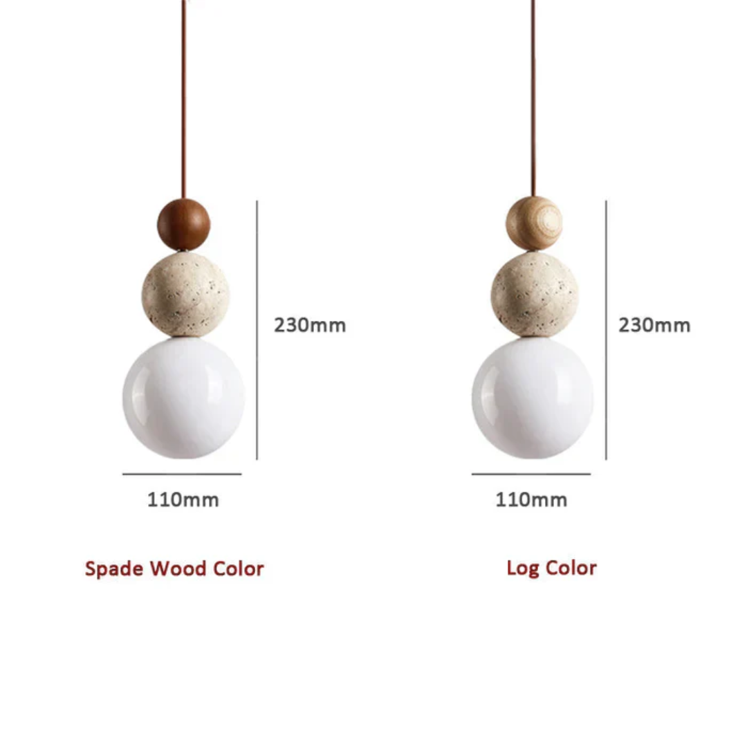 Moderne Travertin- en Mahonie Hanglamp - NaturaLuxe