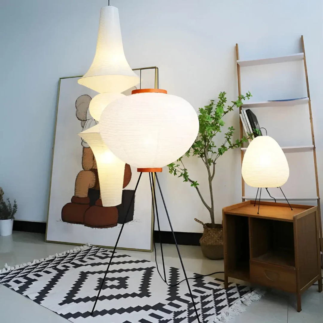 Wabi-Sabi Staande LED-Lamp van Riz papier - ZenAura