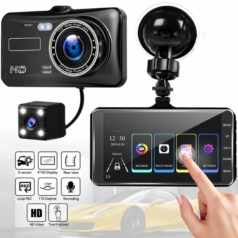 Draadloze Dual Dashcam | Nachtzicht | 170° Breedhoek