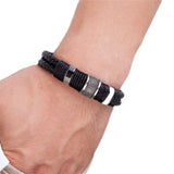 Armband in geweven leerstijl