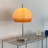 Paddenstoel Bauhaus Tafellamp – Tijdloos Ontwerp in Amber Glas & Metaal